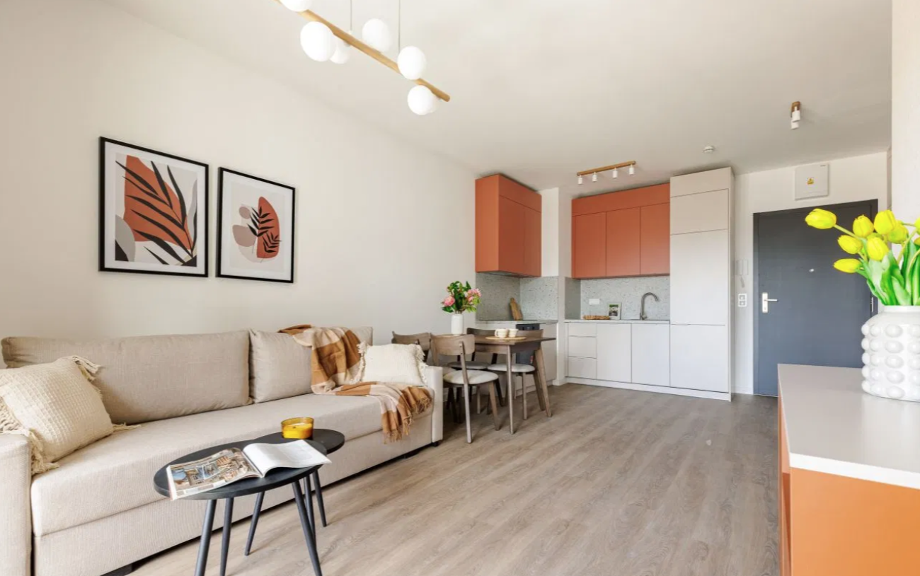 MODERN NEW 2-room apartment WITH BALCONY IN WOLA DISTRICT (no deposit)