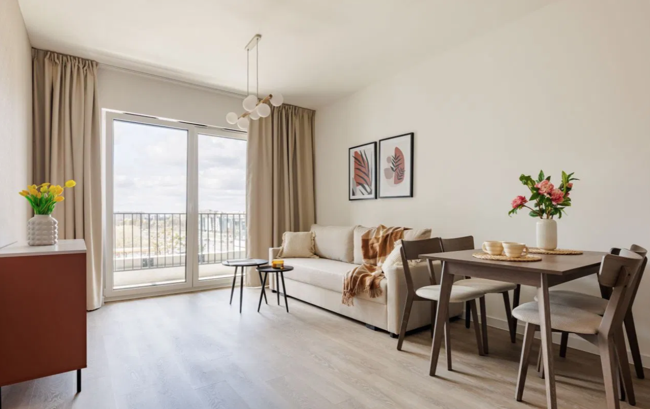 MODERN NEW 2-room apartment WITH BALCONY IN WOLA DISTRICT (no deposit)